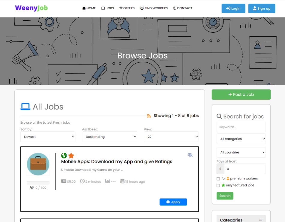 weenyjob-jobs-page